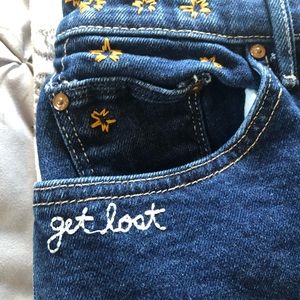 Mother Denim “Get Lost” Embroidered Skirt